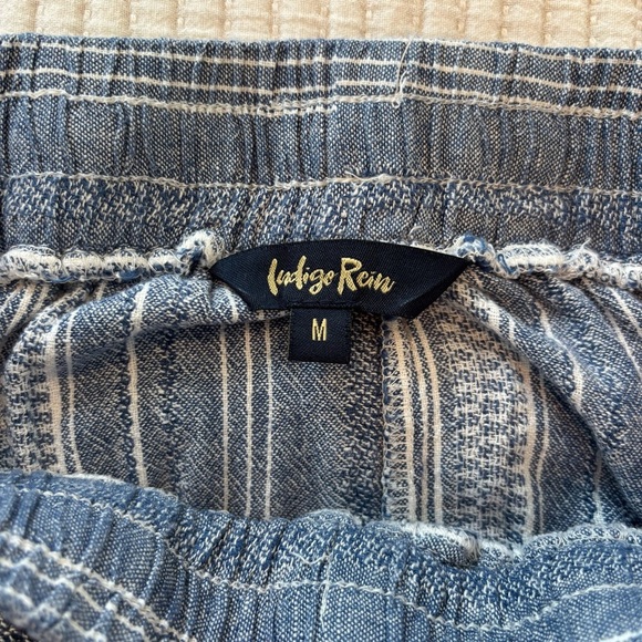 Indigo Rein High Rise Linen Blend Blue White Striped Joggers Juniors Size Medium - Picture 6 of 10